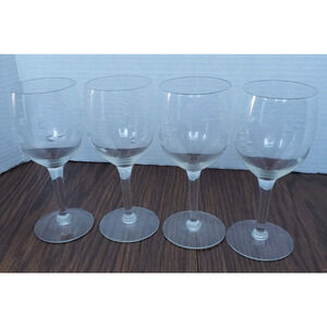 Set of 4 Vintage Etched Crystal Red Wine Glasses Six Inch Stemware